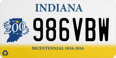 IN license plate 986VBW