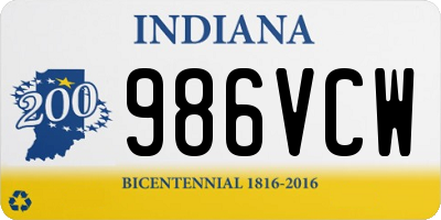 IN license plate 986VCW