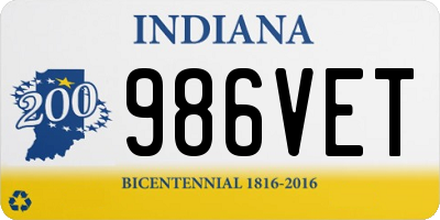 IN license plate 986VET