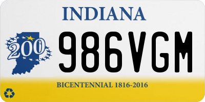 IN license plate 986VGM