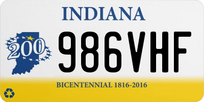 IN license plate 986VHF