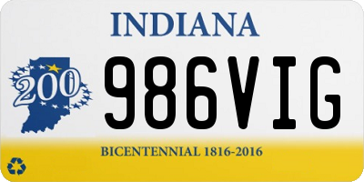 IN license plate 986VIG
