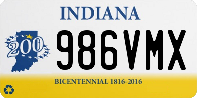 IN license plate 986VMX