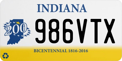 IN license plate 986VTX