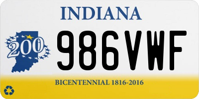 IN license plate 986VWF