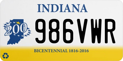 IN license plate 986VWR