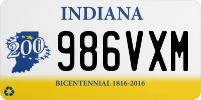 IN license plate 986VXM