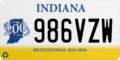 IN license plate 986VZW