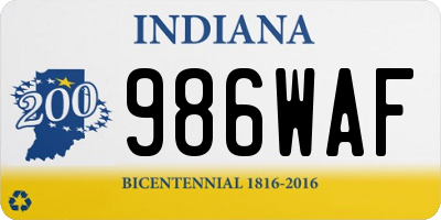 IN license plate 986WAF