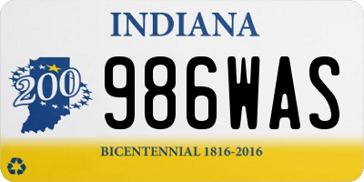 IN license plate 986WAS