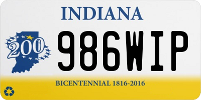 IN license plate 986WIP
