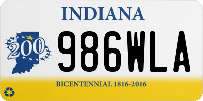 IN license plate 986WLA
