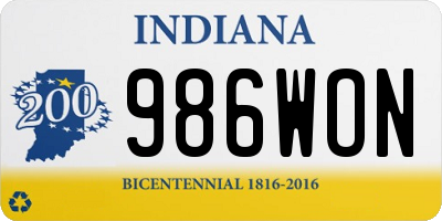 IN license plate 986WON
