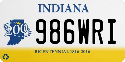 IN license plate 986WRI