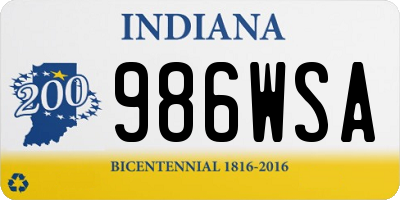 IN license plate 986WSA