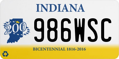 IN license plate 986WSC