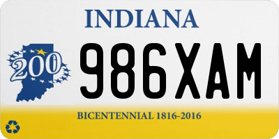 IN license plate 986XAM