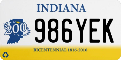 IN license plate 986YEK