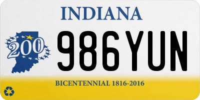 IN license plate 986YUN