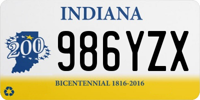 IN license plate 986YZX