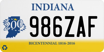 IN license plate 986ZAF