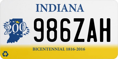 IN license plate 986ZAH