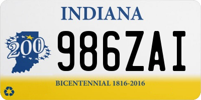 IN license plate 986ZAI