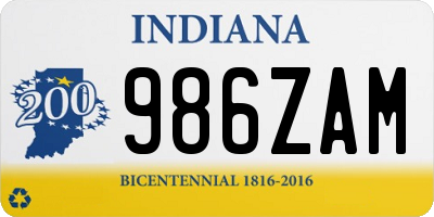 IN license plate 986ZAM