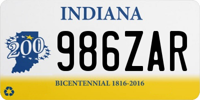 IN license plate 986ZAR