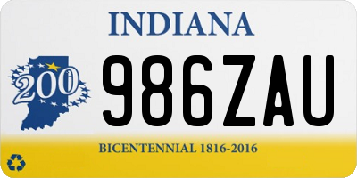 IN license plate 986ZAU