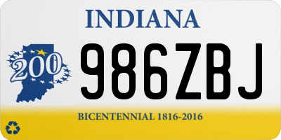 IN license plate 986ZBJ