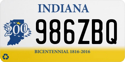 IN license plate 986ZBQ