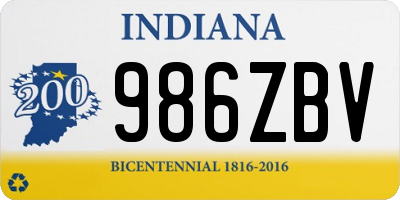 IN license plate 986ZBV