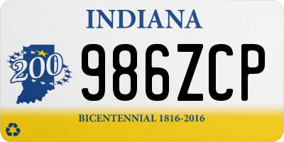 IN license plate 986ZCP