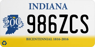 IN license plate 986ZCS