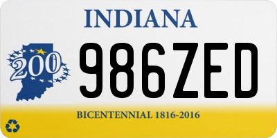 IN license plate 986ZED