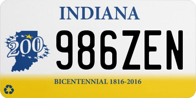 IN license plate 986ZEN