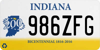 IN license plate 986ZFG