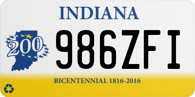 IN license plate 986ZFI