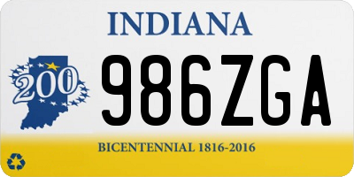 IN license plate 986ZGA