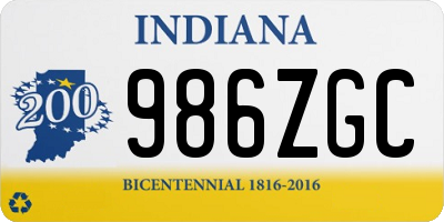 IN license plate 986ZGC