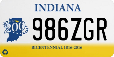 IN license plate 986ZGR