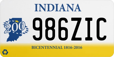 IN license plate 986ZIC