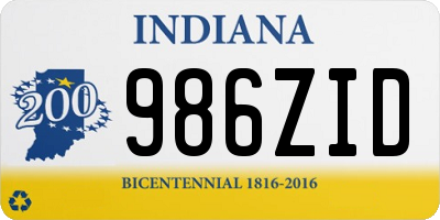 IN license plate 986ZID