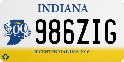 IN license plate 986ZIG