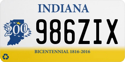 IN license plate 986ZIX