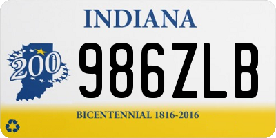 IN license plate 986ZLB