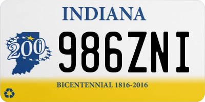 IN license plate 986ZNI