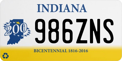 IN license plate 986ZNS