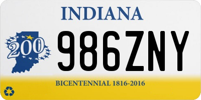 IN license plate 986ZNY